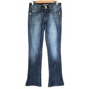 DEMOCRACY Rebel Barely Boot Dark Wash Mid-Rise Denim Jeans Stretch Size 6